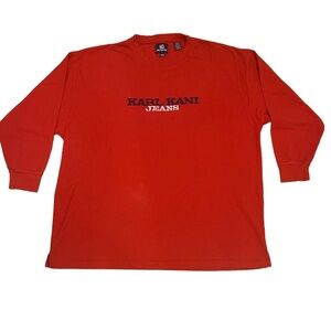 Vintage 1990’s Karl Kani Red Embroidered Long Sleeve Pullover 100% Cotton 3XL